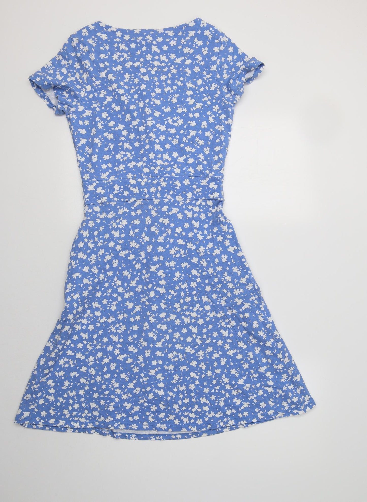 Country To Coast Womens Blue Floral Cotton Fit & Flare    Round Neck