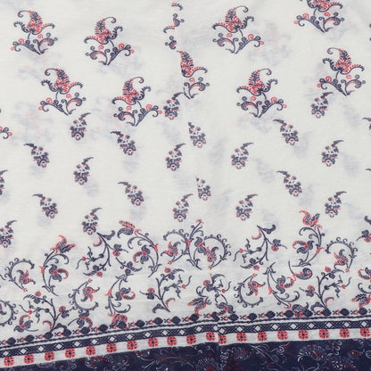 Papaya Womens White Paisley Polyester Basic Blouse Size L Round Neck