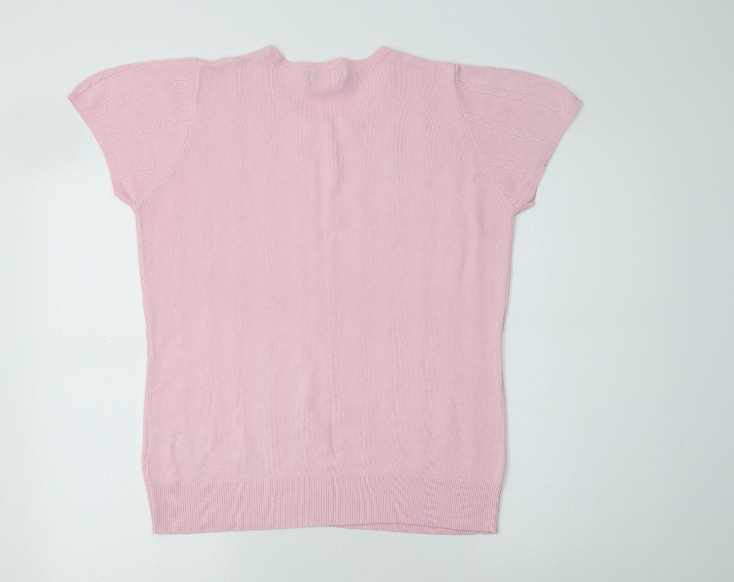 Andre De Brett Womens Pink Crew Neck  Acrylic Pullover Jumper Size 14