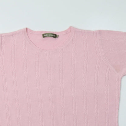 Andre De Brett Womens Pink Crew Neck  Acrylic Pullover Jumper Size 14