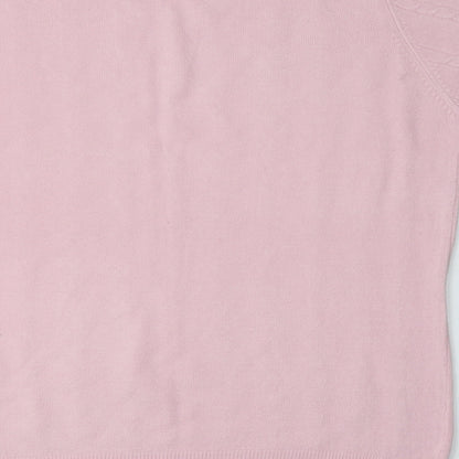 Andre De Brett Womens Pink Crew Neck  Acrylic Pullover Jumper Size 14