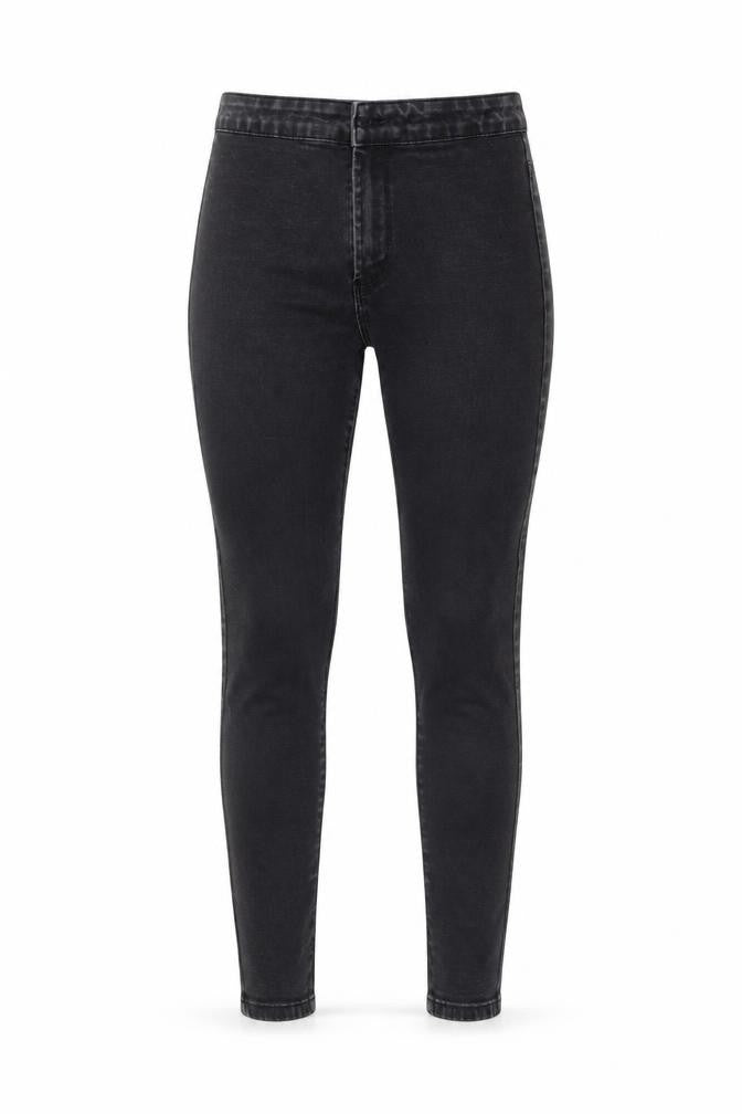 Front view of DENIM CO women’s black cotton jegging jeans, size UK 8, 27-inch leg regular