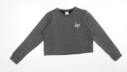 Front view of Hype girls’ silver argyle/diamond polyester pullover sweatshirt, size 15, years