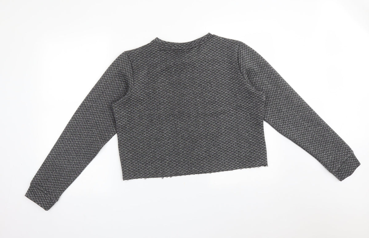 Back view of Hype girls’ silver argyle/diamond polyester pullover sweatshirt, size 15, years