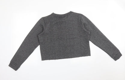 Back view of Hype girls’ silver argyle/diamond polyester pullover sweatshirt, size 15, years