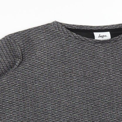 Close-up detail of Hype girls’ silver argyle/diamond polyester pullover sweatshirt, size 15, years