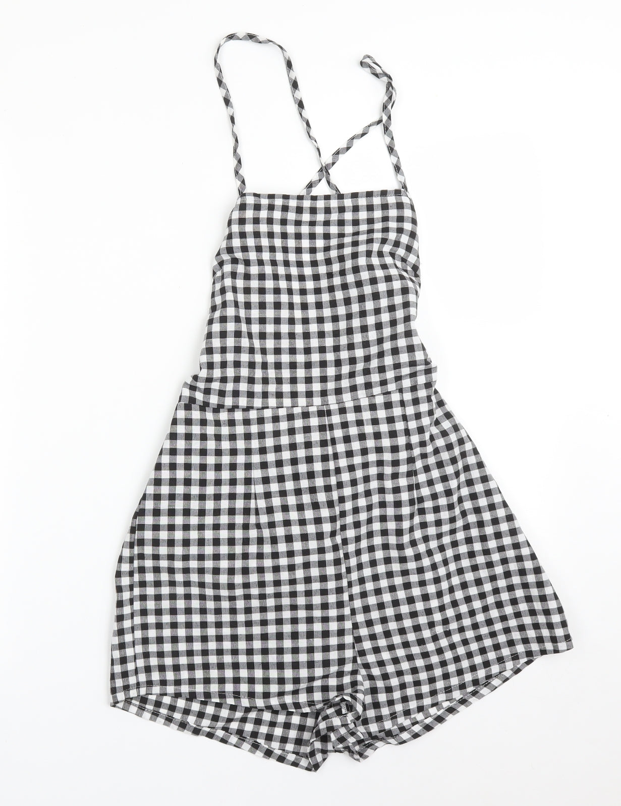 SheIn Womens Multicoloured Check Cotton Playsuit One-Piece Size S