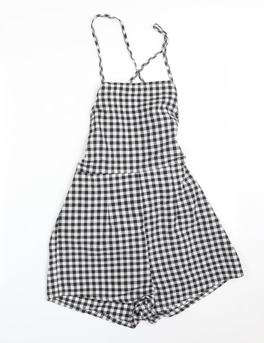 SheIn Womens Multicoloured Check Cotton Playsuit One-Piece Size S