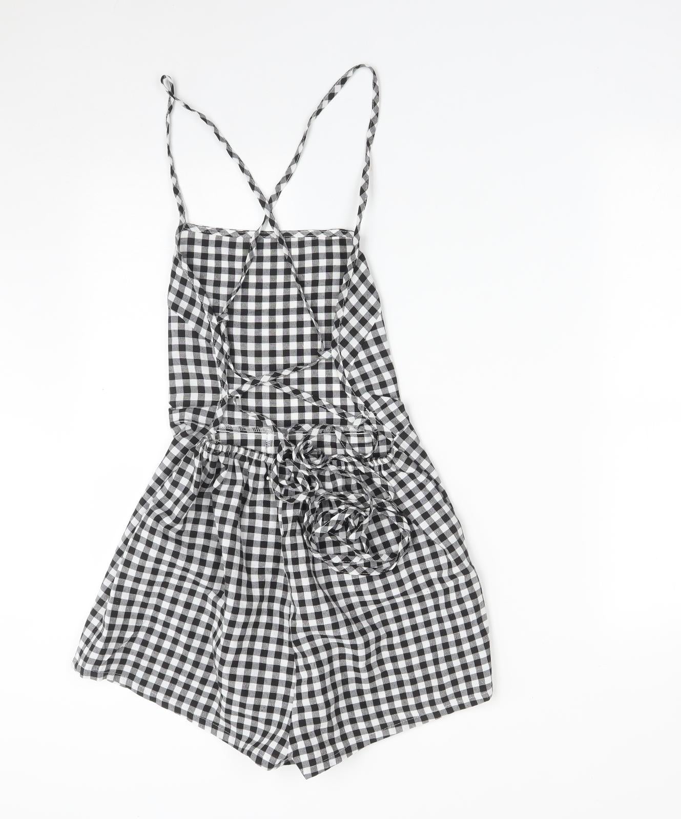 SheIn Womens Multicoloured Check Cotton Playsuit One-Piece Size S