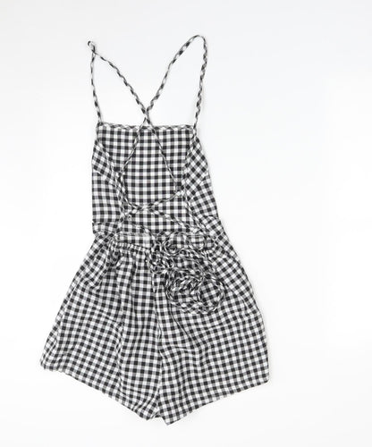 SheIn Womens Multicoloured Check Cotton Playsuit One-Piece Size S