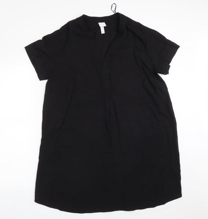 H7M Womens Black  Viscose A-Line  Size S  V-Neck