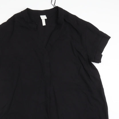 H7M Womens Black  Viscose A-Line  Size S  V-Neck