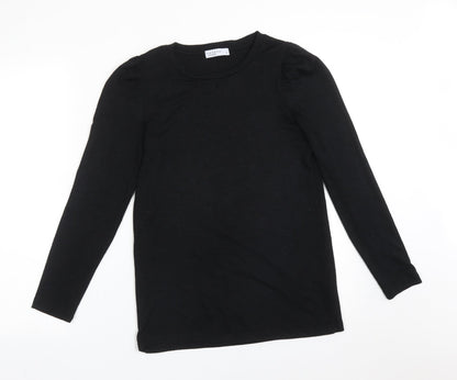 Papaya Womens Black  Viscose Basic T-Shirt Size 8 Crew Neck