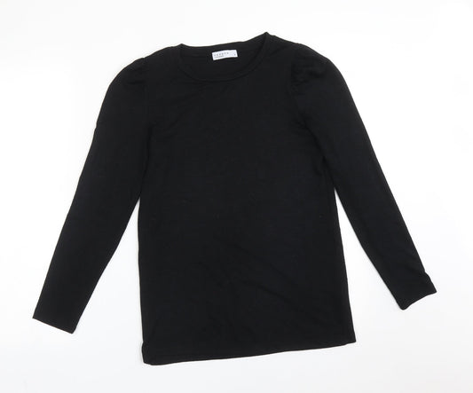 Papaya Womens Black  Viscose Basic T-Shirt Size 8 Crew Neck