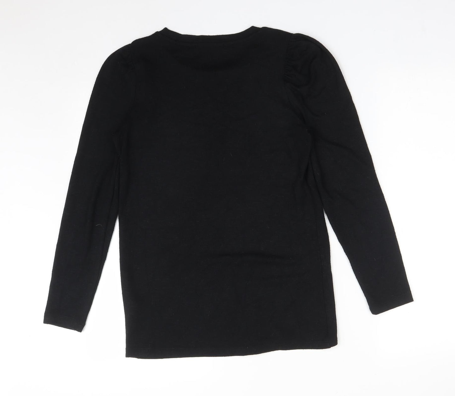 Papaya Womens Black  Viscose Basic T-Shirt Size 8 Crew Neck