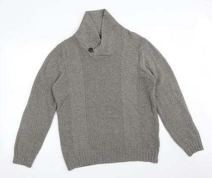 Peacocks Mens Green High Neck  Acrylic Pullover Jumper Size L