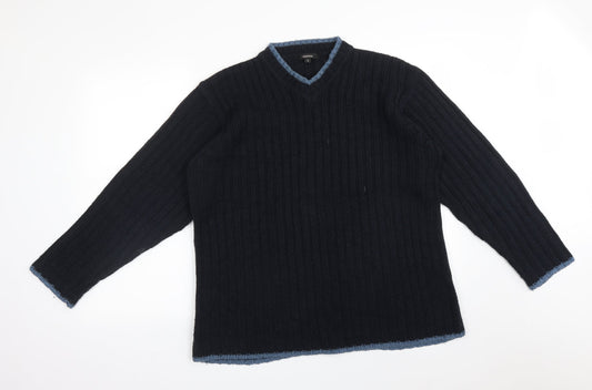 George Mens Blue Striped Acrylic Pullover Sweatshirt Size S