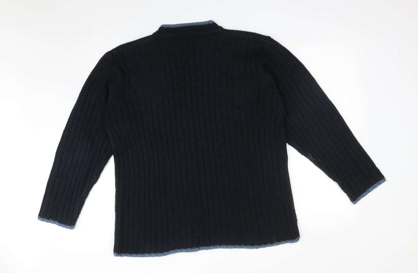 George Mens Blue Striped Acrylic Pullover Sweatshirt Size S