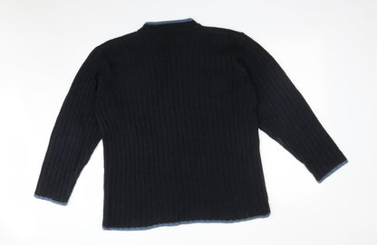 George Mens Blue Striped Acrylic Pullover Sweatshirt Size S