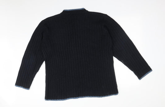 George Mens Blue Striped Acrylic Pullover Sweatshirt Size S