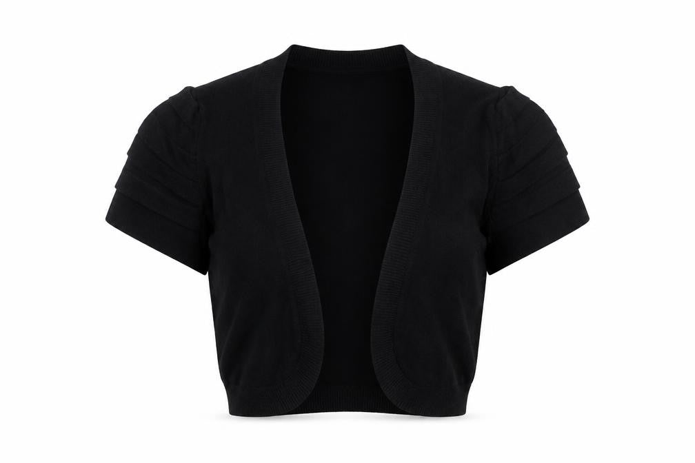 Front view of Papaya women’s black viscose cardigan jumper, size UK 12