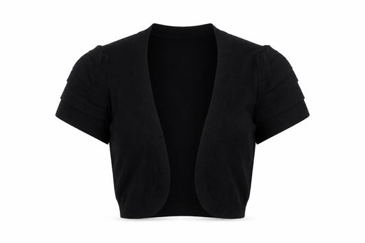 Front view of Papaya women’s black viscose cardigan jumper, size UK 12