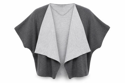 Front view of Atmosphere women’s grey acrylic cardigan jumper, size M