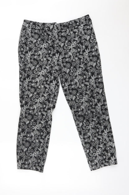 TU Womens Multicoloured Floral Cotton Dress Pants Trousers Size 12 L24 in Regular