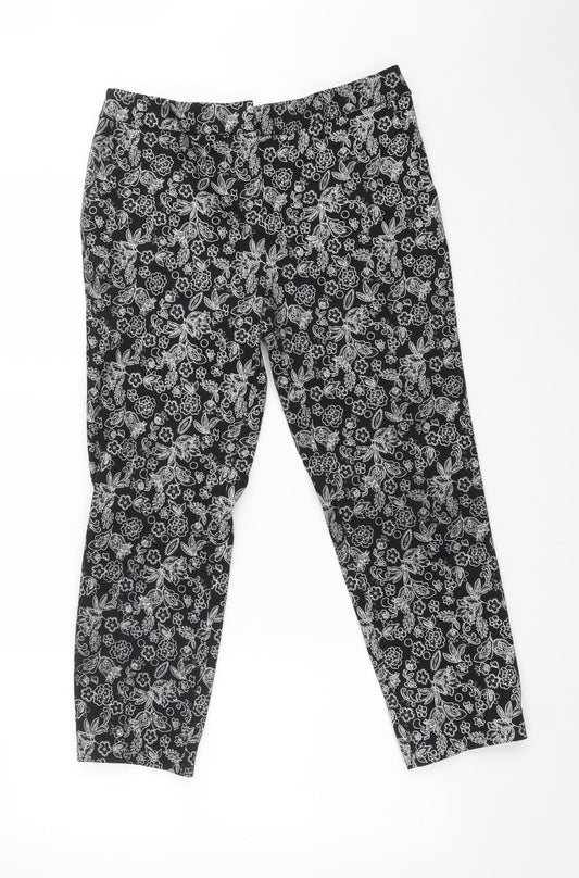 TU Womens Multicoloured Floral Cotton Dress Pants Trousers Size 12 L24 in Regular