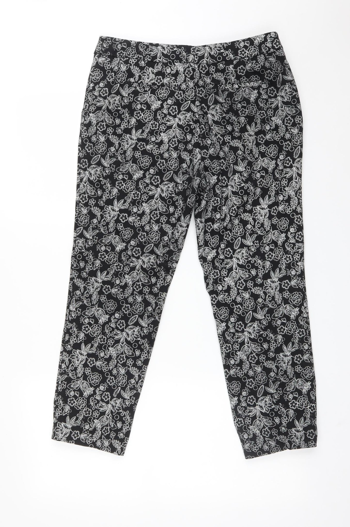 TU Womens Multicoloured Floral Cotton Dress Pants Trousers Size 12 L24 in Regular