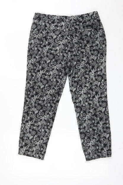 TU Womens Multicoloured Floral Cotton Dress Pants Trousers Size 12 L24 in Regular