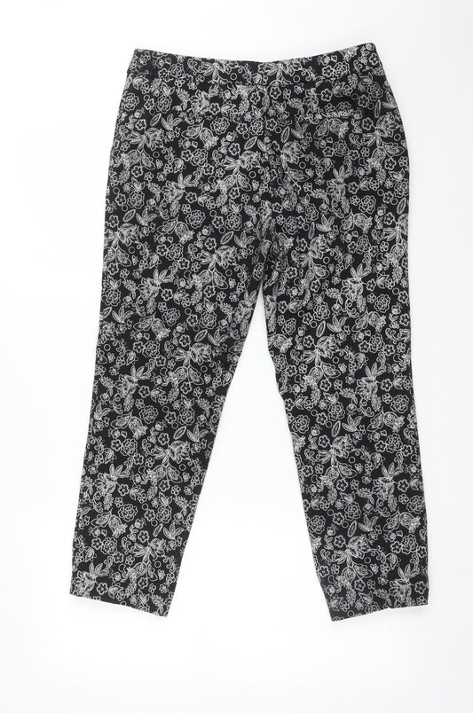 TU Womens Multicoloured Floral Cotton Dress Pants Trousers Size 12 L24 in Regular