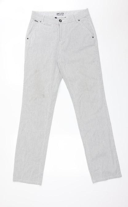 M&S Womens Multicoloured Striped Cotton Straight Jeans Size 10 L33 in Regular