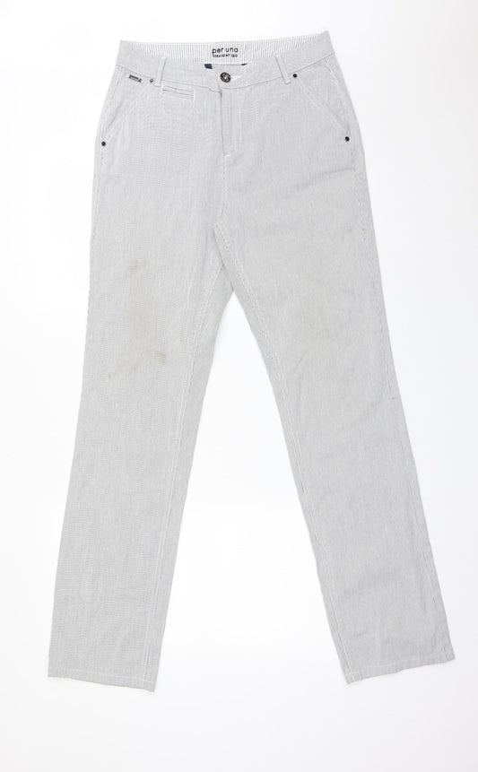 M&S Womens Multicoloured Striped Cotton Straight Jeans Size 10 L33 in Regular