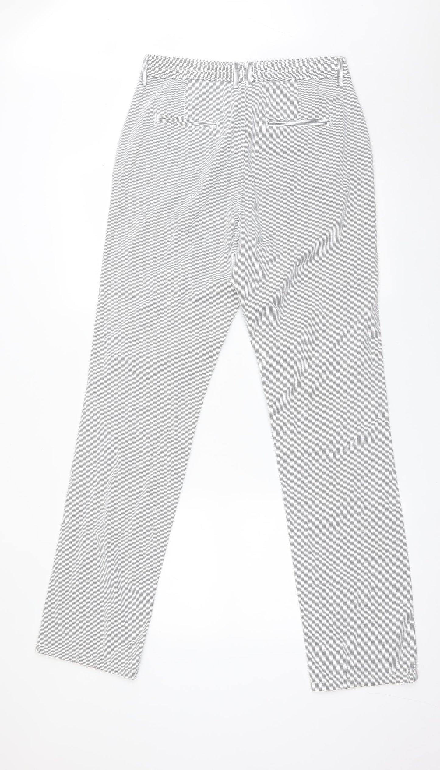 M&S Womens Multicoloured Striped Cotton Straight Jeans Size 10 L33 in Regular