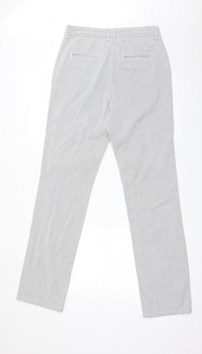 M&S Womens Multicoloured Striped Cotton Straight Jeans Size 10 L33 in Regular