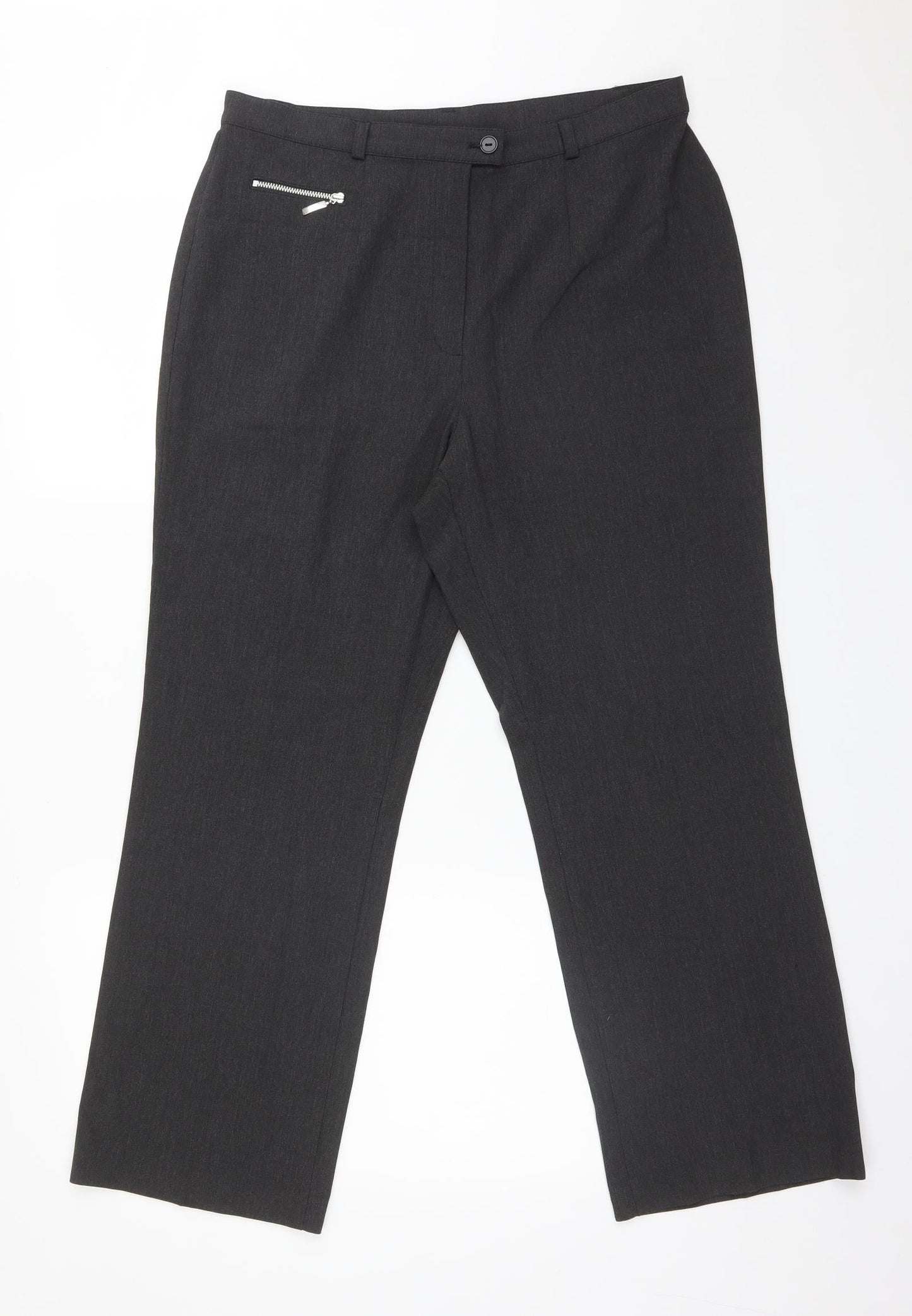 Womens UK Size 14 M&S Regular Fit Dress Pants Grey Trousers