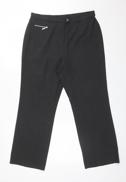 Womens UK Size 14 M&S Regular Fit Dress Pants Grey Trousers