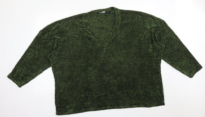 CAPSULE Womens Green  Polyester Basic T-Shirt Size 34 V-Neck