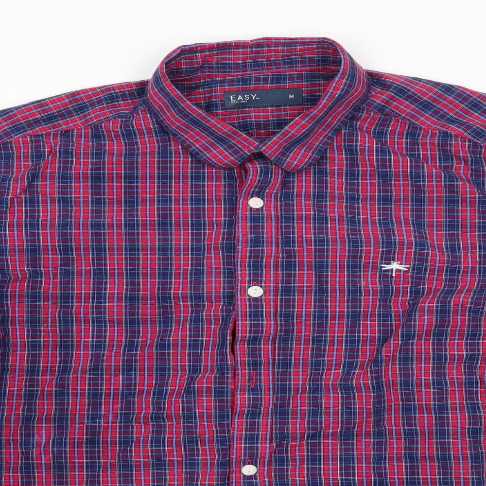 Mens UK Size M Easy Red  Button-Up Long Sleeve Casual Shirt
