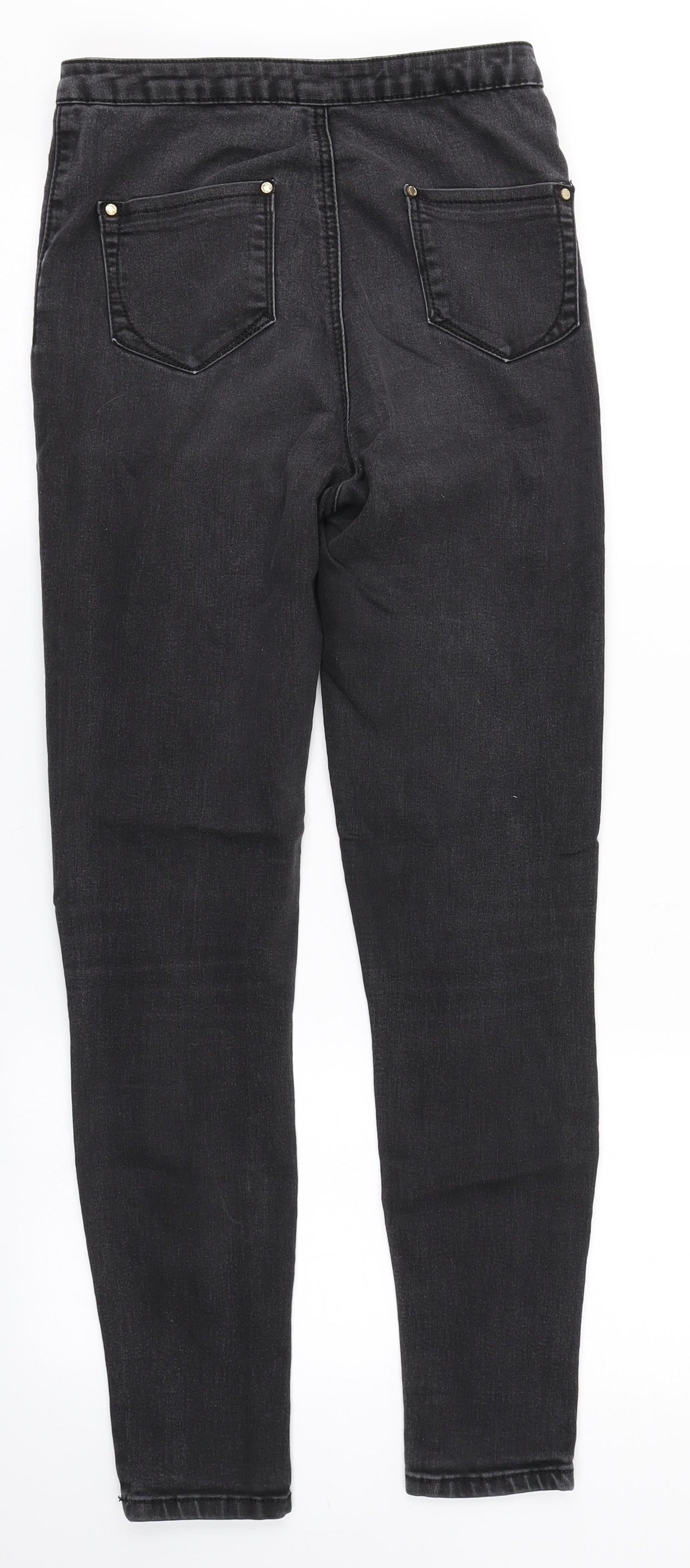 Womens UK Size 8 Preworn Regular Fit Straight Black Jeans