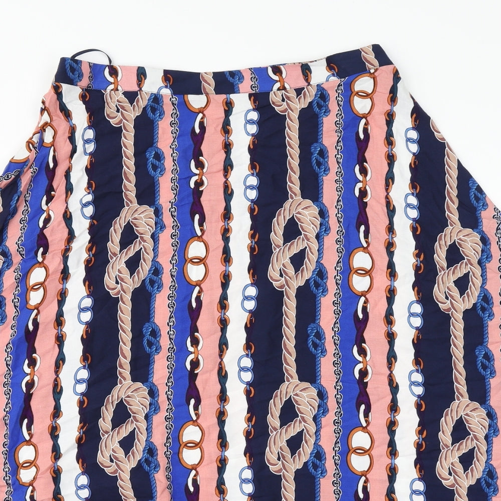 Papaya Womens Multicoloured Striped Viscose A-Line Skirt Size 10