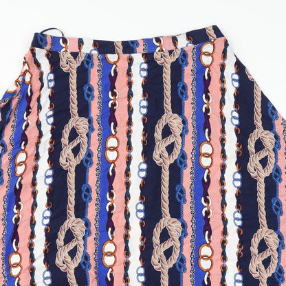 Papaya Womens Multicoloured Striped Viscose A-Line Skirt Size 10