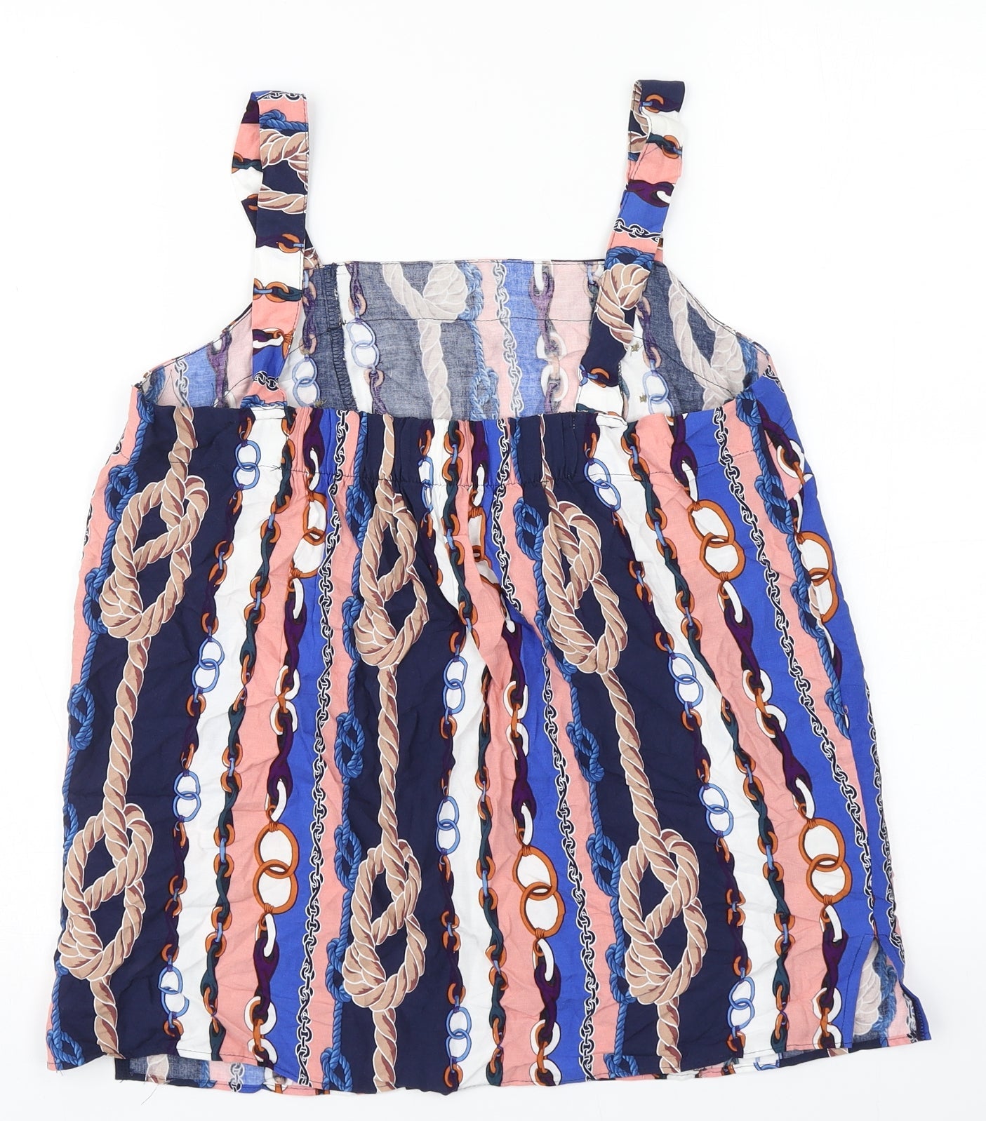 Papaya Womens Multicoloured Striped Viscose Basic Tank Size 10 Square Neck