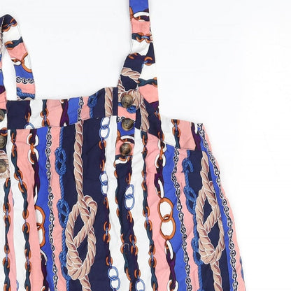 Papaya Womens Multicoloured Striped Viscose Basic Tank Size 10 Square Neck