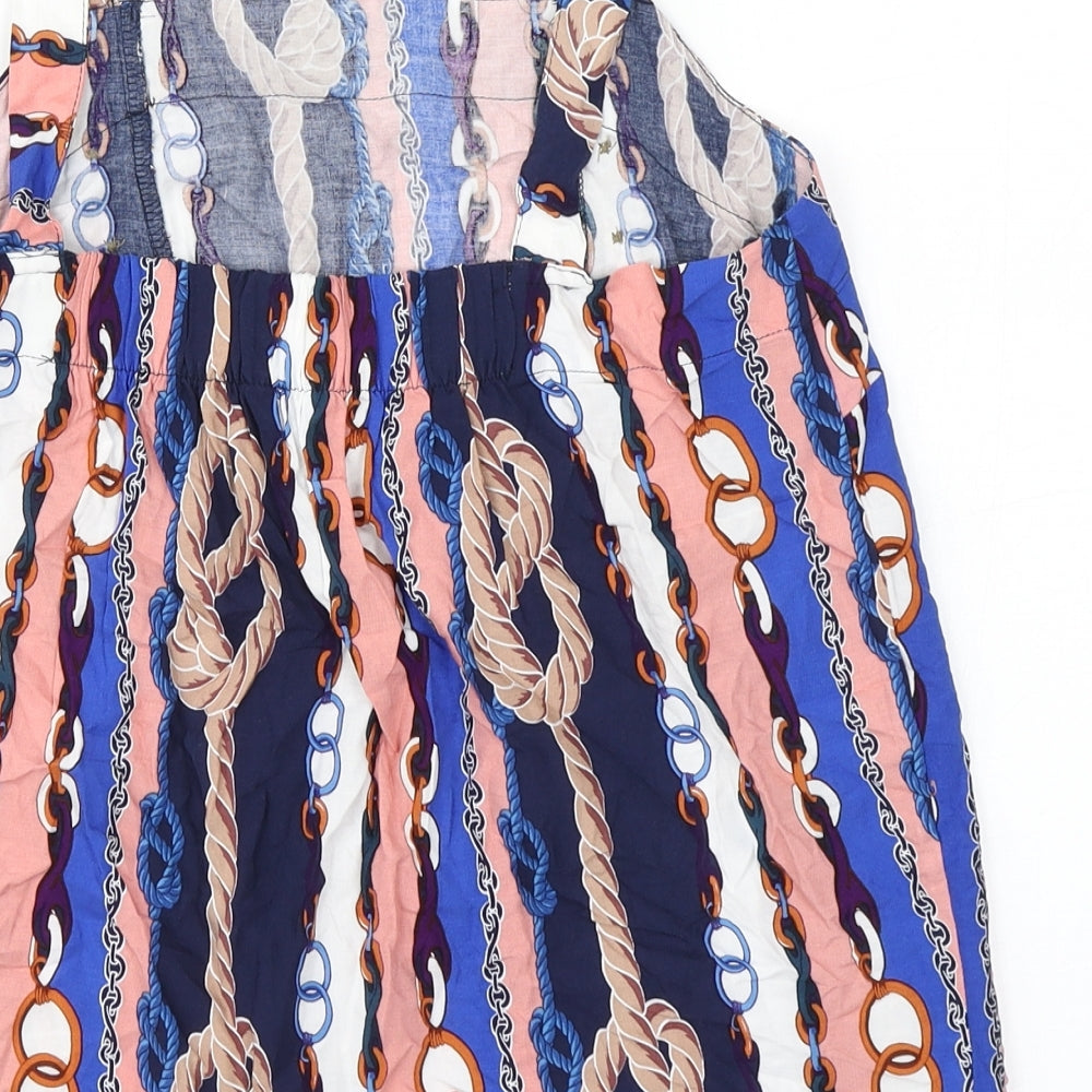 Papaya Womens Multicoloured Striped Viscose Basic Tank Size 10 Square Neck