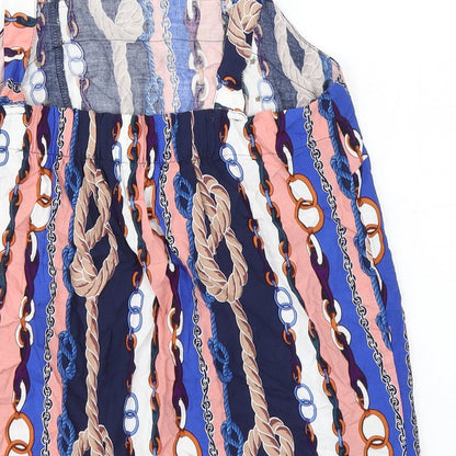 Papaya Womens Multicoloured Striped Viscose Basic Tank Size 10 Square Neck