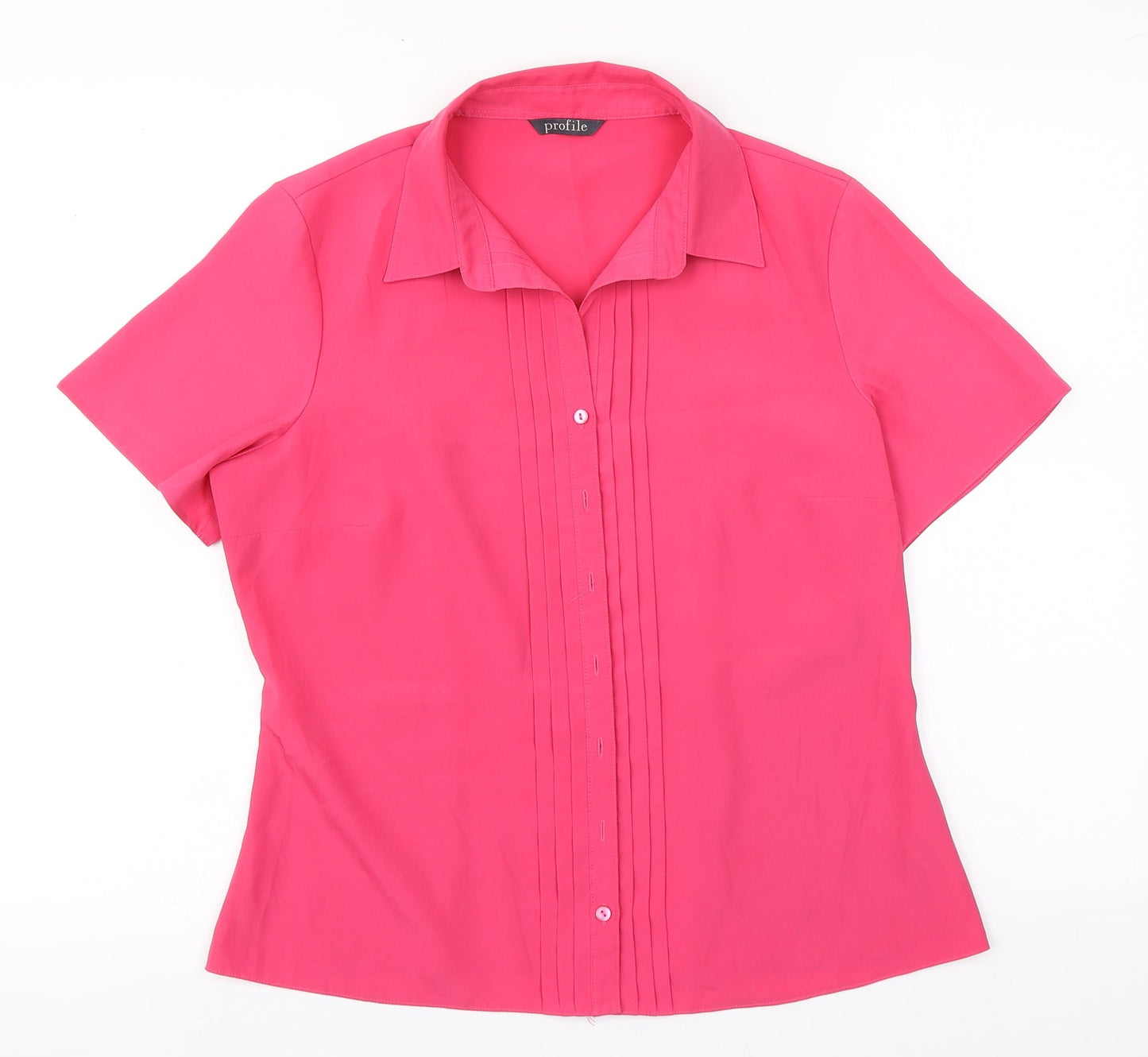 Womens UK Size 12 Profile Pink Basic Button-Up