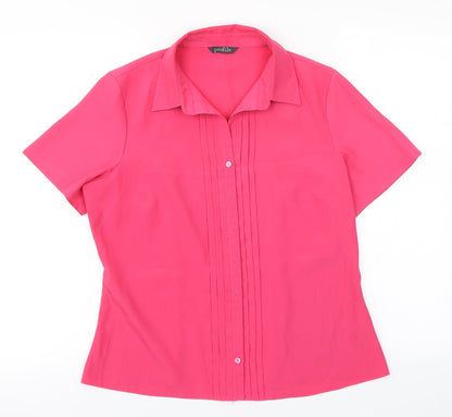 Womens UK Size 12 Profile Pink Basic Button-Up