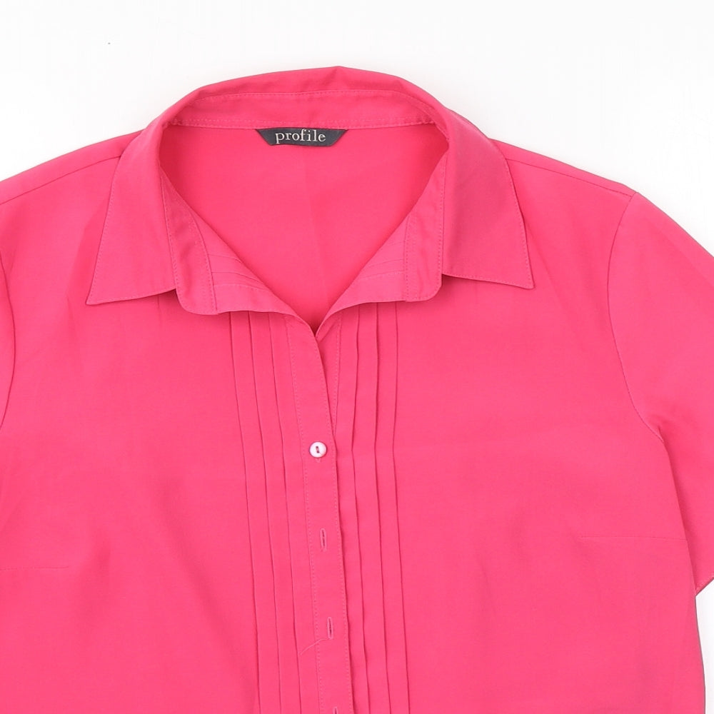 Womens UK Size 12 Profile Pink Basic Button-Up
